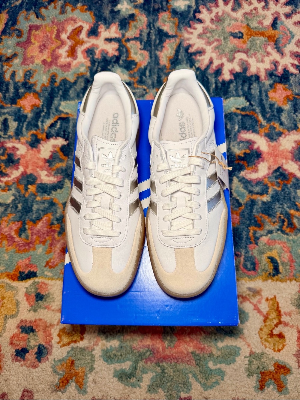 adidas Original Sambae White/Silver Metallic/Gum Platform Sneakers NIB - Picture 6 of 15